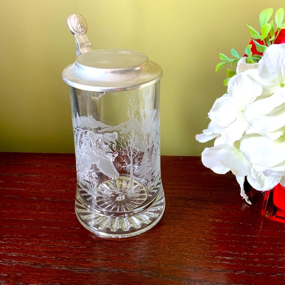 Lidded Glass beer Stein - Picture 2 of 5